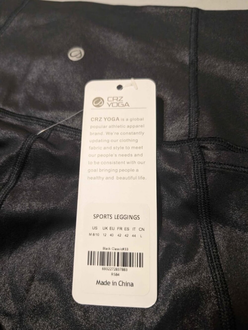 NWT CRZ YOGA medium shiny black leggings - Picture 8 of 9